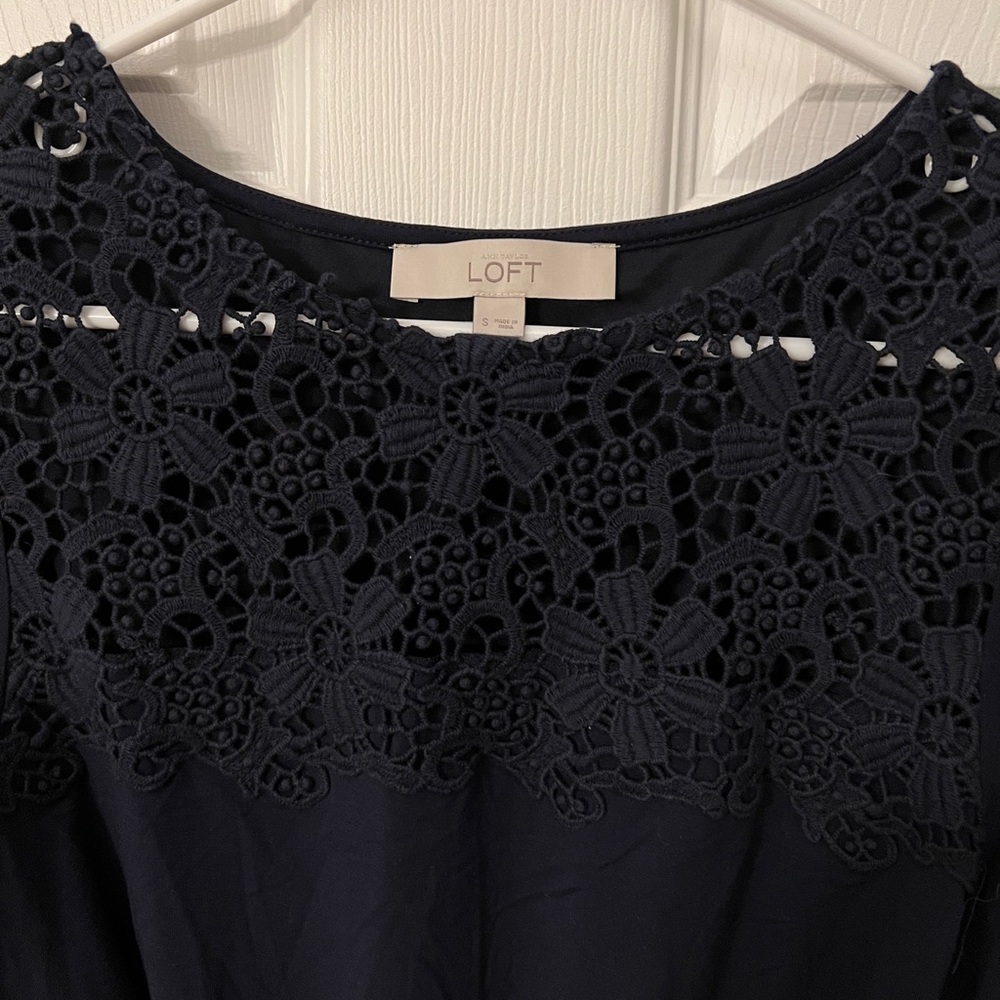 Loft navy crochet dress